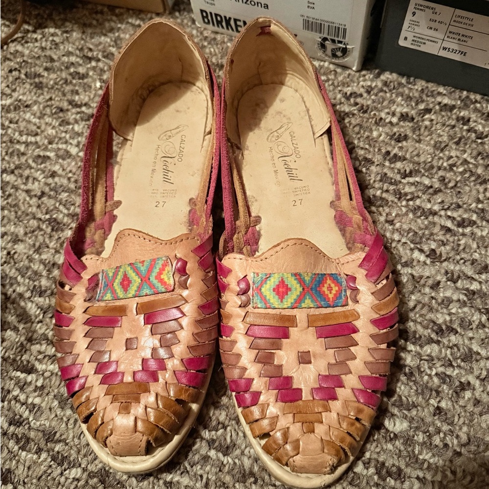 Colorful Woven Leather Flats
